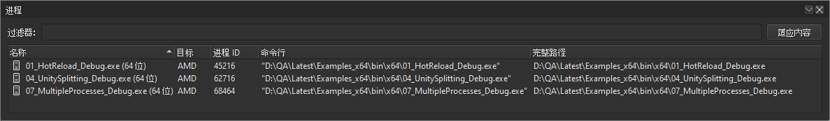 Processes view