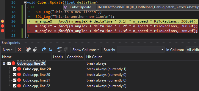 Visual Studio breakpoints